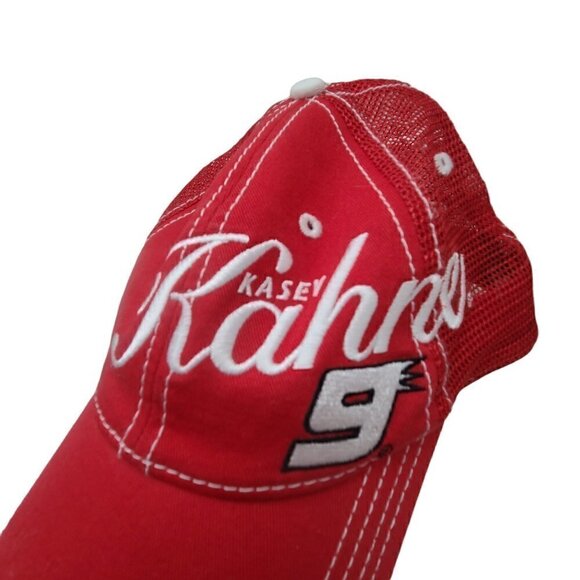 NASCAR Kasey Kahane 9 Red Mesh Embroidered  Richard Petty Trucker Cap Hat - Picture 3 of 7